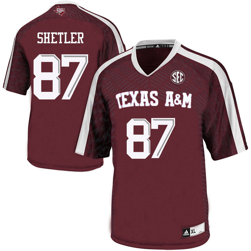 Men #87 Greer Shetler Texas A&M Aggies College Football Jerseys-Maroon